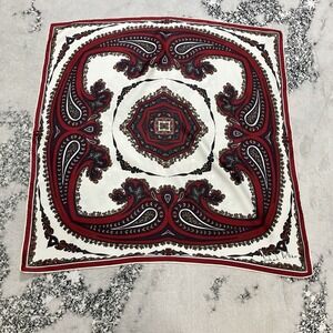Richard Allan Pure Silk Scarf Made in England Red Paisley 26x26 Vintage‎
